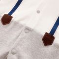100% decorazione dell'arco del collare blocco di colore risvolto del cotone tie finto due tuta del bambino lungo-manicotto Bianco