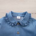 camisa de manga comprida com gola de babado azul bebê menina Azul Claro image 3