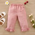 100% Cotton Baby Girl Pink Ruffle Trim Casual Pants Pink image 1