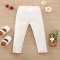 Baby Girl Bow Front Solid Rib Knit Leggings White image 2