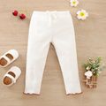 Baby Girl Bow Front Solid Rib Knit Leggings White image 1