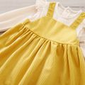 Baby Girl Ruffle Long-sleeve Spliced Corduroy Dress Yellow image 5