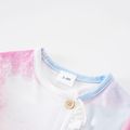Baby Girl Tie Dye Frill Trim Button Front Long-sleeve Jumpsuit Multi-color image 3