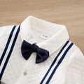 Baby Boy Thickened Colorblock Bow Tie Decor Gentleman Jumpsuit Grey&White image 3