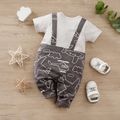 Baby Boy 100% Cotton Allover Airplane Print Short-sleeve Faux-two Jumpsuit Grey image 2