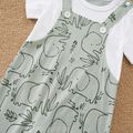 Baby Boy 100% Cotton Faux-two Short-sleeve Elephant Print Romper White image 5