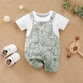 Baby Boy 100% Cotton Faux-two Short-sleeve Elephant Print Romper White image 1