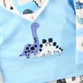 100% Cotton 5pcs Baby All Over Cartoon Dinosaur Print Blue Long-sleeve Set Blue