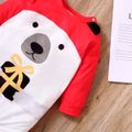 Baby Boy/Girl Cartoon Bear and Gift Box Print Long-sleeve Jumpsuit Red