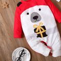Baby Boy/Girl Cartoon Bear and Gift Box Print Long-sleeve Jumpsuit Red