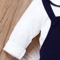 100% Cotton Baby Boy Cartoon Dinosaur Embroidered Peter Pan Collar Long-sleeve Faux-two Jumpsuit Royal Blue
