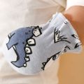 2-pack 100% Cotton Baby Dinosaur Print Anti-scratch Glove and Hat Set Bluish Grey
