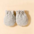 3-pack 100% Cotton Plain Newborn Swaddle Receiving Blanket Baby Sleeping Bag Swaddles Wrap Blanket & Beanie Hat & Gloves Grey image 3