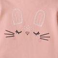 100% Cotton Rabbit Embroidery or Rainbow Print Footed/footie Long-sleeve Baby Jumpsuit Light Pink image 4