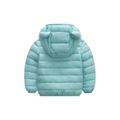 Baby / Toddler Stylish 3D Ear Print Solid Hooded Coat Turquoise