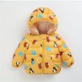 Cartoon Animals Print Long-sleeve Hooded Baby Coat Yellow image 1