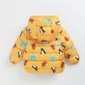 Cartoon Animals Print Long-sleeve Hooded Baby Coat Yellow image 2