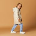 Toddler Boy/Girl Basic Solid Color Hooded Button Design Padded Coat Beige