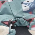Baby Boy/Girl Long-sleeve Fox Print Hooded Fleece Lined Jumpsuit Bluish Grey image 2
