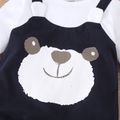 2pcs Baby Boy 95% Cotton Long-sleeve Faux-two Cartoon Panda Jumpsuit with Hat Set Royal Blue image 1
