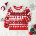 Toddler Girl Christmas Deer Tree Stars Print Schiffy Design Pullover Sweatshirt Red