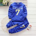 2-piece Toddler Boy Letter Number Print Pullover Sweatshirt and Pants Set Dark Blue image 1