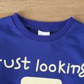 2-piece Toddler Boy Letter Number Print Pullover Sweatshirt and Pants Set Dark Blue image 5
