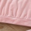 2-piece Toddler Girl Ruffled Velvet Sweatshirt and Bowknot Design Paperbag Pants Set Light Pink