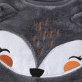 2-piece Toddler Girl/Boy Fox Pattern Ear Design Fuzzy Sweatshirt and Pants Set Dark Grey image 4