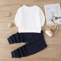 2-piece Toddler Boy Striped Pullover Sweatshirt and Letter Print Pants Set White image 2