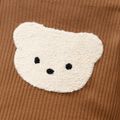 Baby Girl/Boy Bear Embroidered Ribbed Long-sleeve Jumpsuit Brown