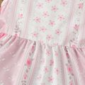 2pcs Baby Girl Bowknot Design Allover Pink Floral Print Sleeveless Dress with Headband Set Light Pink