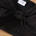 2pcs Baby Girl Black Ribbed Cold Shoulder Short-sleeve Crop Top and Plaid Flared Pants Set Black image 4
