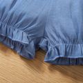 2pcs Baby Girl 3D Daisy Applique Design Blue Imitation Denim Spaghetti Strap Top and Shorts Set Light Blue