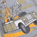 2pcs Toddler Boy Playful Animal Vehicle Print Tee and Plaid Shorts Set Grey