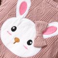 2pcs Baby Girl Rabbit Graphic Pink Cable Knit Long-sleeve Top & Skirt Set Dark Pink image 5