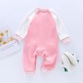3D Cat Paw Raglan Long-sleeve Baby Cotton Jumpsuit Pink