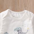 3pcs Elephant Print Long-sleeve Baby Set White