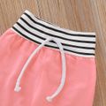2pcs Heart and Striped Print Hooded Long-sleeve Pink Baby Set Pink image 3