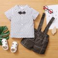2pcs Toddler Boy Plaid Wave Point Shorts Suit elegant Toddler Short-sleeve Cotton Sets Brown image 1