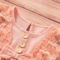 Baby Girl 95% Cotton Crepe Sleeveless Lace Bowknot Button Dress Pink