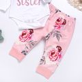 3pcs Baby Girl 95% Cotton Long-sleeve Letter Print Romper and Floral Print Pants with Headband Set White image 4