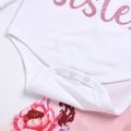 3pcs Baby Girl 95% Cotton Long-sleeve Letter Print Romper and Floral Print Pants with Headband Set White image 5