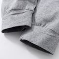 Kid Boy Letter Print Fleece Lined Hoodie Sweatshirt/ ColorblockPants / Bomber Jacket Light Grey image 2