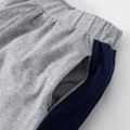 Kid Boy Letter Print Fleece Lined Hoodie Sweatshirt/ ColorblockPants / Bomber Jacket Light Grey image 5
