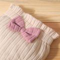 Baby Girl tapered Solid Cotton Knitted fabric Bowknot PP Pants Light Pink