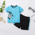 Football Print Short-sleeve Top and Shorts for Toddlers / Kids Blue