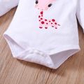 3pcs Giraffe and Polka Dots Print Long-sleeve Baby Set White
