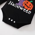 Baby 3pcs Halloween Letter Pumpkin and Wizard Print Long-sleeve Set Black