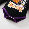 Baby 3pcs Halloween Letter Pumpkin and Wizard Print Long-sleeve Romper Set Black